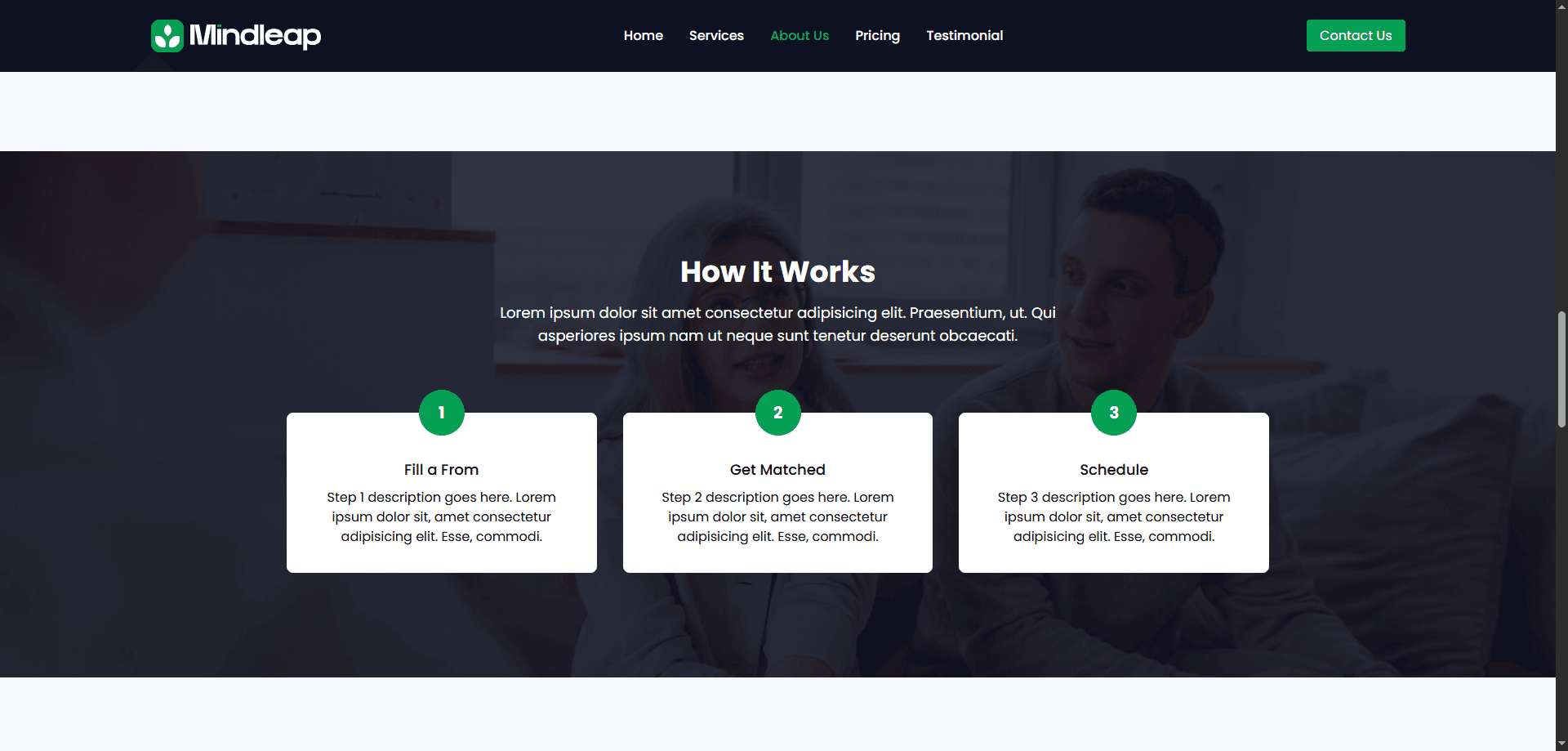 Mindleap Health Landing Page Screenshot 3 - MD Amdad Islam Portfolio