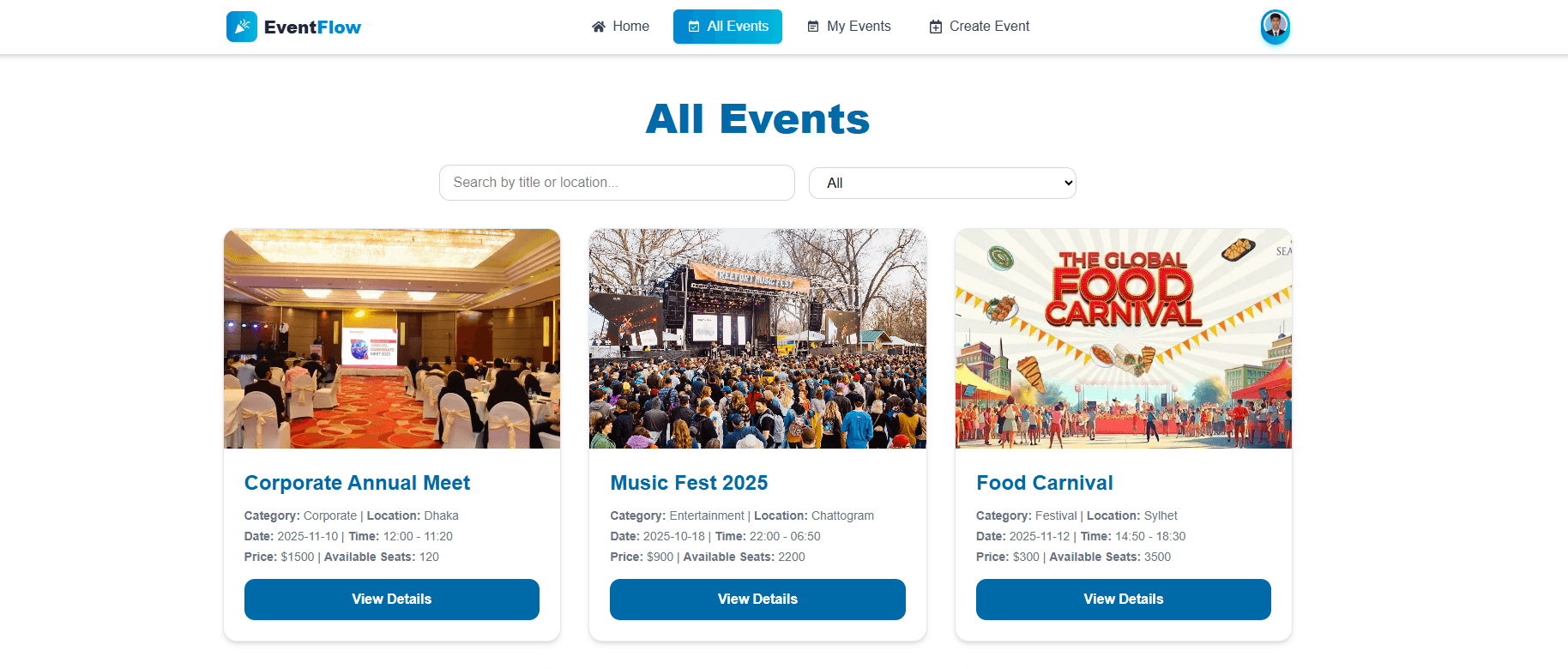 Event Management Screenshot 3 - MD Amdad Islam Portfolio