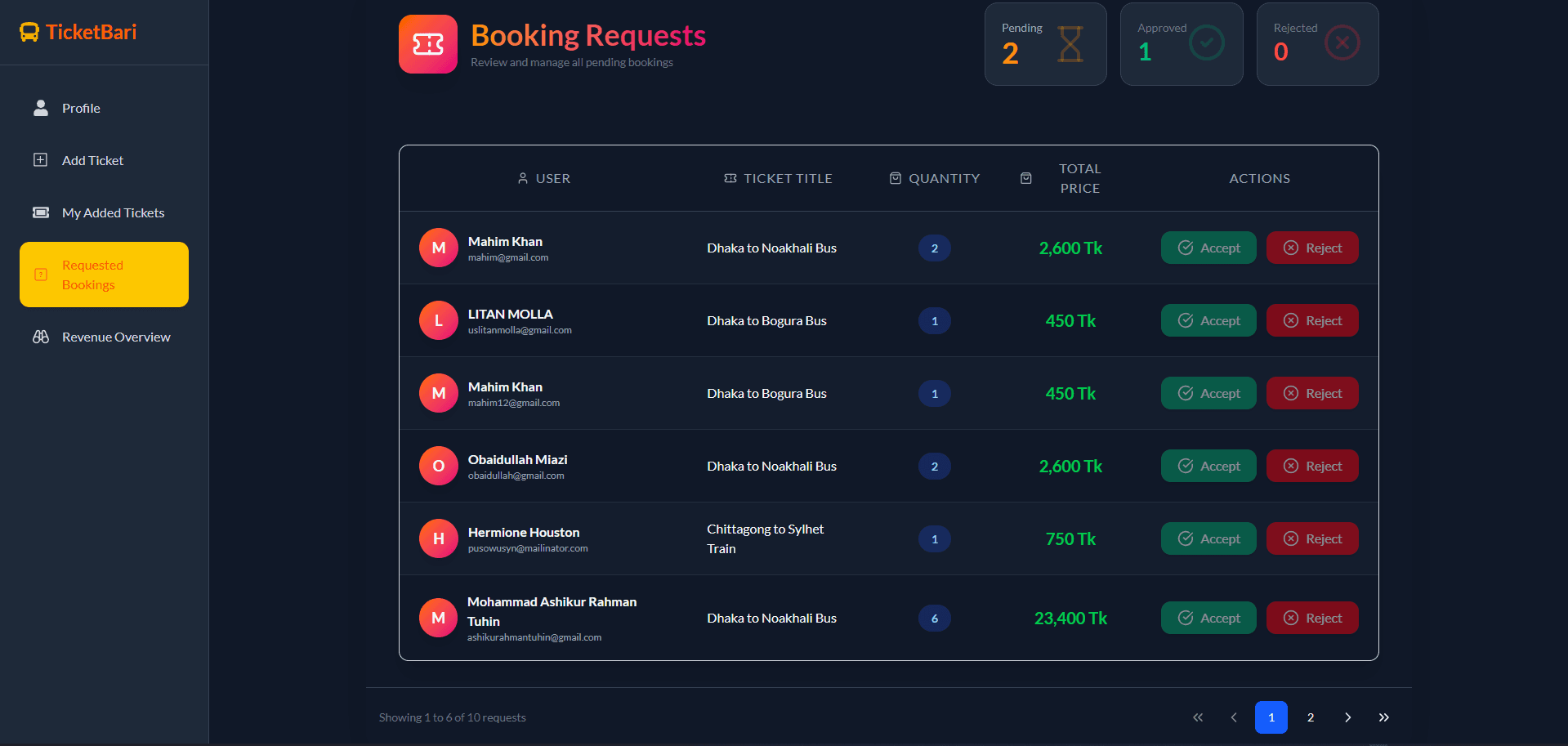 TicketBari Booking Platform Screenshot 1 - MD Amdad Islam Portfolio